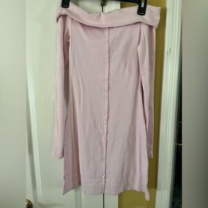 NWT Women’s Long Sleeve off the shoulder Mini Bodycon Dress Pink Size XS